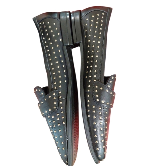 NEW Chelsea & Violet Black Studded Flat Loafers Size 6.5 - Picture 2 of 10